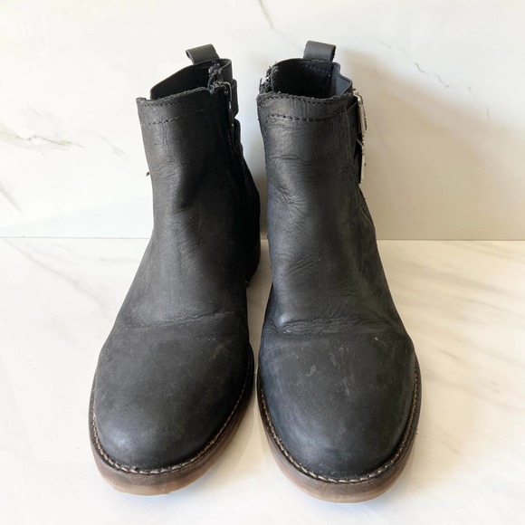 Fat Face Distressed Leather boots Double Buckle Black Sz 38 - Picture 8 of 8